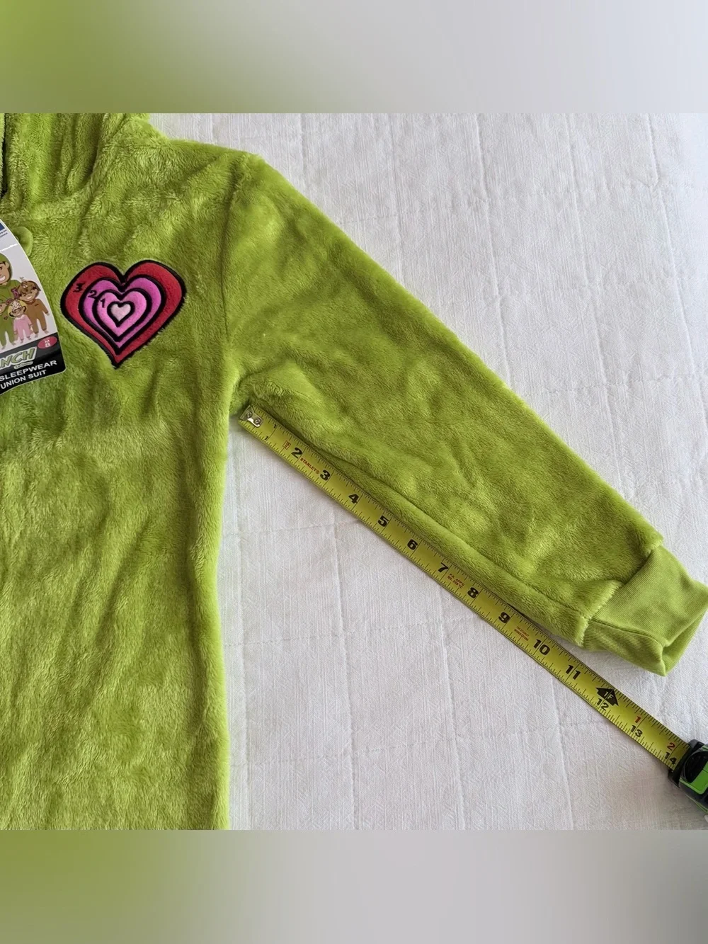 Grinch Kids Green Hooded One-Piece Pajama PJ Onesie Outfit Christmas Holiday M/8